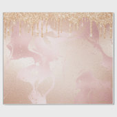 Papier Cadeau Marbre Rosegold Blush avec Droplets Parties scinti (Plat)