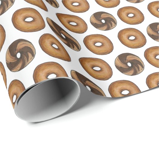 Papier Cadeau Marbre Rye Plaque Bagels Petit Déjeuner Brunch NYC (Coin rond)