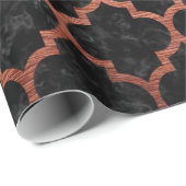 PAPIER CADEAU MARBRE TILE1 NOIR ET MÉTAL BALAYÉ PAR CUIVRE (Coin rond)