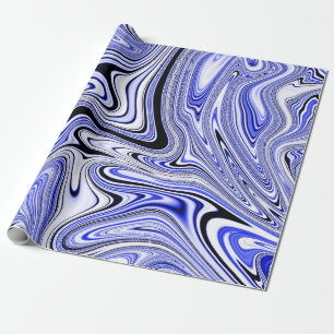 Papier Cadeau Marbre Tourbillonnant Bleu Tendance