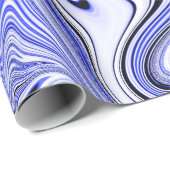 Papier Cadeau Marbre Tourbillonnant Bleu Tendance (Coin rond)