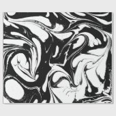 Papier Cadeau Marbre Tourbillonnant Noir Et Blanc Élégant (Plat)