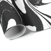 Papier Cadeau Marbre Tourbillonnant Noir Et Blanc Élégant (Coin rond)