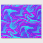 Papier Cadeau marbre trippé imprimé bleu violet (Plat)