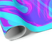 Papier Cadeau marbre trippé imprimé bleu violet (Coin rond)