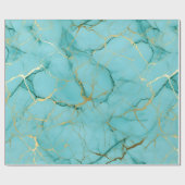 Papier Cadeau Marbre Turquoise (Plat)
