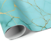 Papier Cadeau Marbre Turquoise (Coin rond)