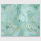 Papier Cadeau Marbre Turquoise (Plat)