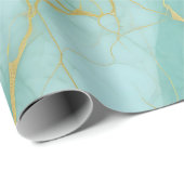 Papier Cadeau Marbre Turquoise (Coin rond)