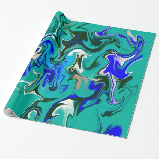 Papier Cadeau Marbre turquoise (Déroulé)