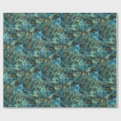 Papier Cadeau Marbré Turquoise Turquoise Faux Gold Agate Art Mot (Plat)