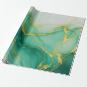 Papier Cadeau Marbre Vert Abstrait (Déroulé)