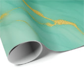 Papier Cadeau Marbre Vert Abstrait (Coin rond)