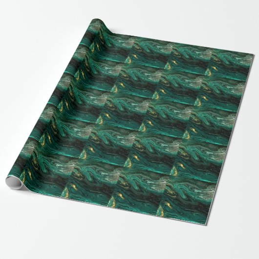 Papier Cadeau Marbre vert : Abstrait Agate Ripple. (Déroulé)