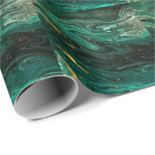 Papier Cadeau Marbre vert : Abstrait Agate Ripple. (Coin rond)