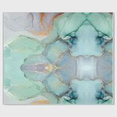 Papier Cadeau Marbre vert bleu or assez (Plat)