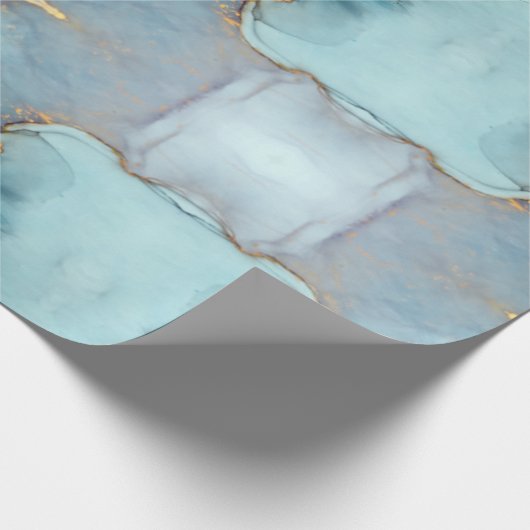 Papier Cadeau Marbre vert bleu or assez (Coin)