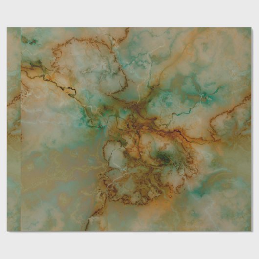 Papier Cadeau Marbre vert et or (Plat)