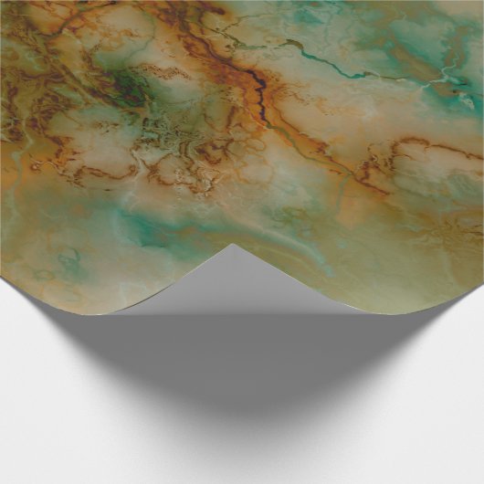 Papier Cadeau Marbre vert et or (Coin)