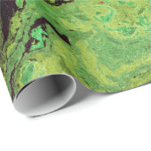 Papier Cadeau Marbre vert noir (Coin rond)