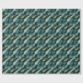 Papier Cadeau Marbre Vert / Or (Plat)