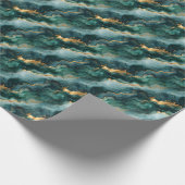Papier Cadeau Marbre Vert / Or (Coin)