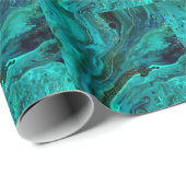Papier Cadeau Marbre vert & Or : Texture luxueuse (Coin rond)