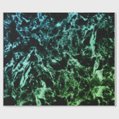 Papier Cadeau Marbre vert sur noir (Plat)