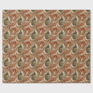 Papier Cadeau Marbre Vert Tanné Orange