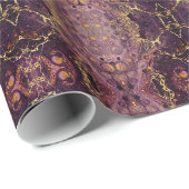 Papier Cadeau Marbre Violet Et Or  (Coin rond)