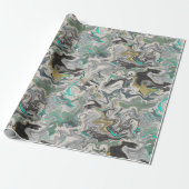 Papier Cadeau Marbrure de pierre avec veines de turquoise (Déroulé)