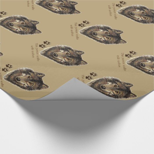 Papier Cadeau Marche avec Wolves Wolf Citation papier d'enrobage (Coin)