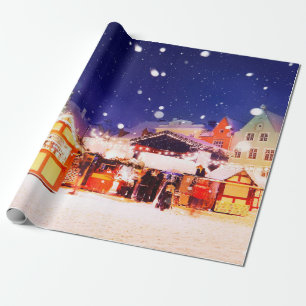 Papier Cadeau Marché de Noël de Tallinn. 