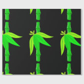 Papier Cadeau Marche en bambou vert avec Feuilles tropicaux (Plat)