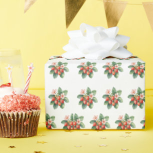 Papier Cadeau Marché Rustique Fête de Bébé Fraise Sucrée