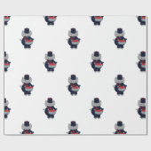 Papier Cadeau Marching Band Cat Snare Drum Navy Blue Red Pattern (Plat)