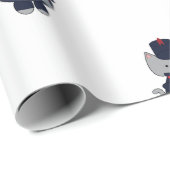 Papier Cadeau Marching Band Cat Snare Drum Navy Blue Red Pattern (Coin rond)