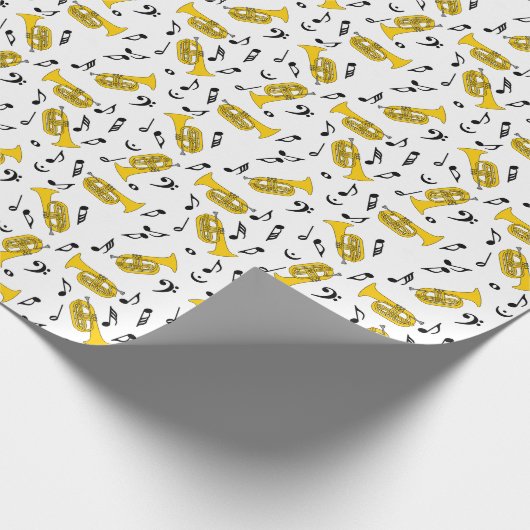 Papier Cadeau Marching Baritone Music Notes Bass Clefs (Coin)