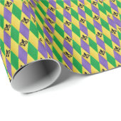 Papier Cadeau Mardi Gras Arlequin Fleur De Lis (Coin rond)
