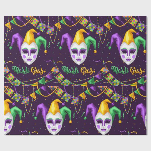 Papier Cadeau Mardi Gras Carnival (Plat)