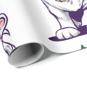 Papier Cadeau mardi gras cat funny kitten (Coin rond)