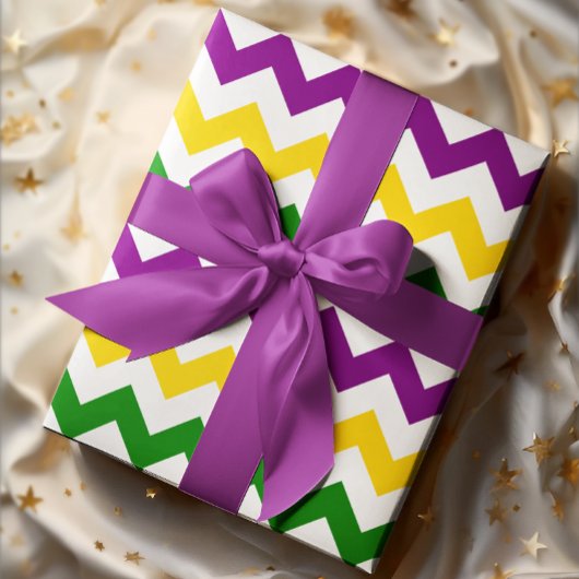 Papier Cadeau Mardi Gras Chevron Motif