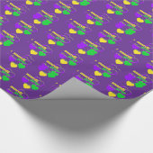 Papier Cadeau Mardi Gras Coeurs Motif pourpre (Coin)