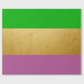 Papier Cadeau Mardi Gras Enveloppant Vert Violet Or Jaune (Plat)