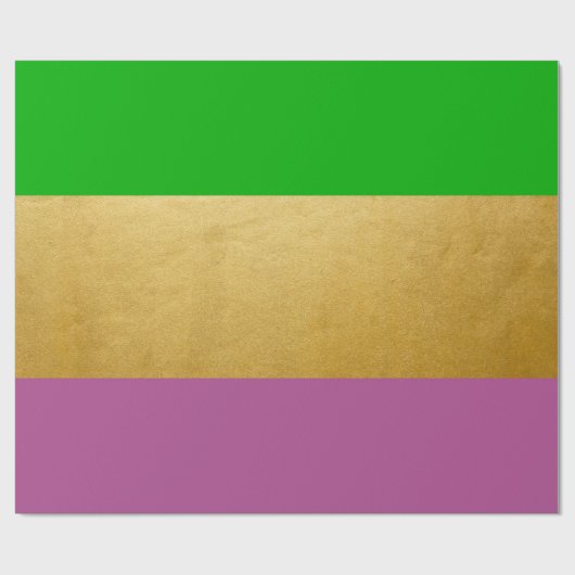 Papier Cadeau Mardi Gras Enveloppant Vert Violet Or Jaune (Plat)
