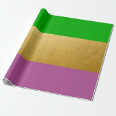 Papier Cadeau Mardi Gras Enveloppant Vert Violet Or Jaune (Déroulé)