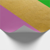 Papier Cadeau Mardi Gras Enveloppant Vert Violet Or Jaune (Coin)