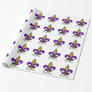 Papier Cadeau Mardi Gras Fleur De Lis Coloré