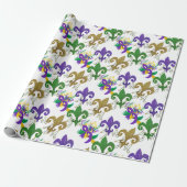 Papier Cadeau Mardi Gras fleur de lis et masques (Déroulé)