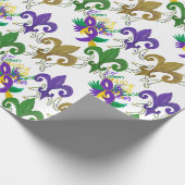 Papier Cadeau Mardi Gras fleur de lis et masques (Coin)